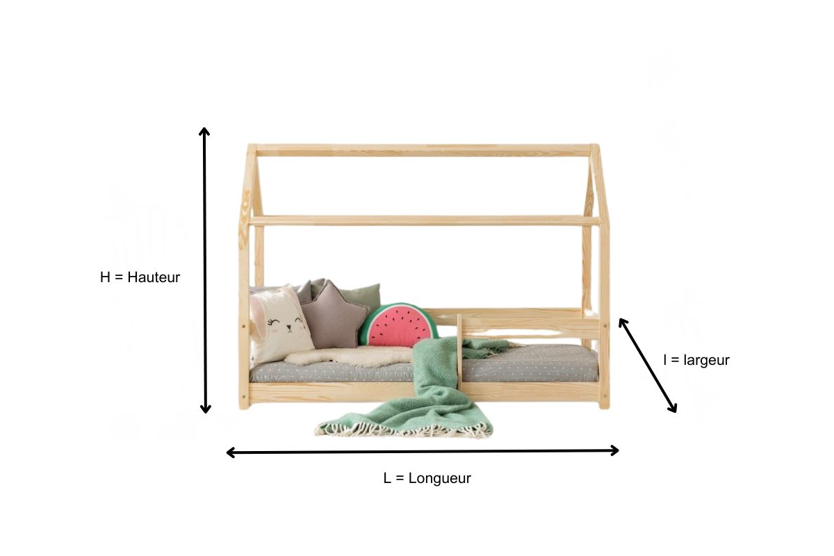 Schéma lit en bois de pin enfant Luce